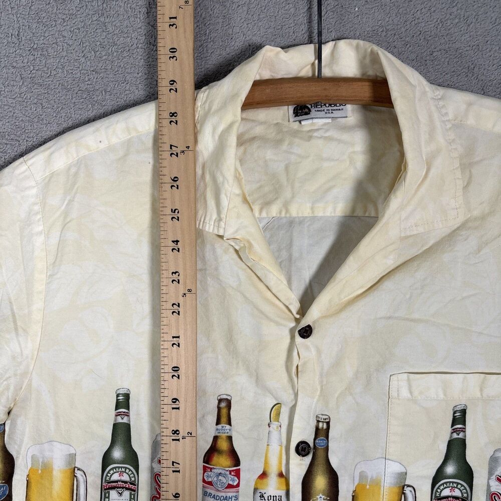 Vintage Aloha Republic Shirt Men’s L Beer Motif Camp Yellow USA Dadcore Resort - Picture 14 of 16